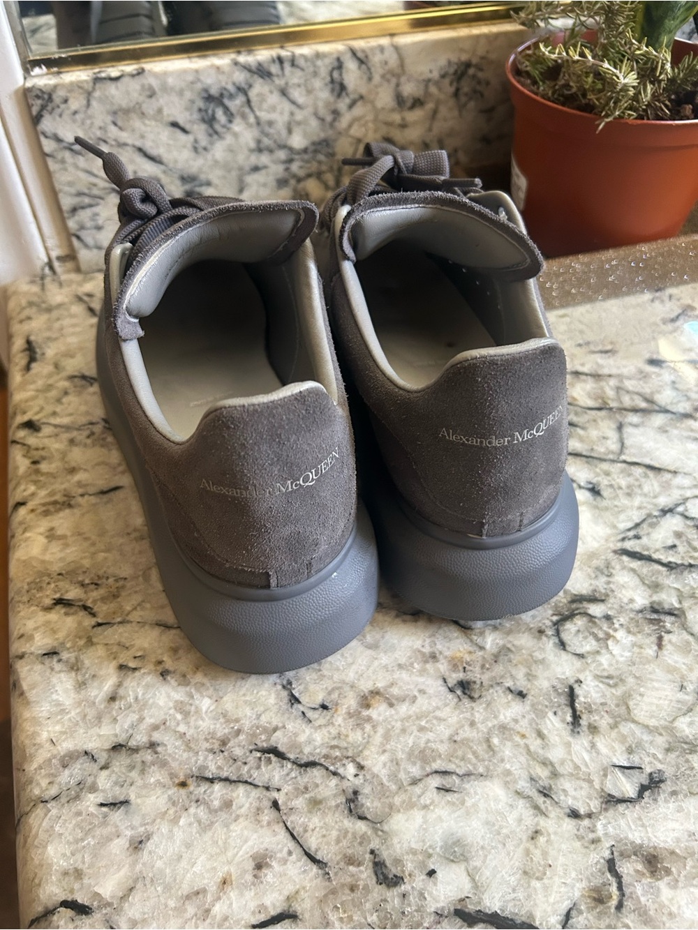 Men's Suede Oversized Low-Top Sneaker in Charcoal Gray - Picture 2 of 5